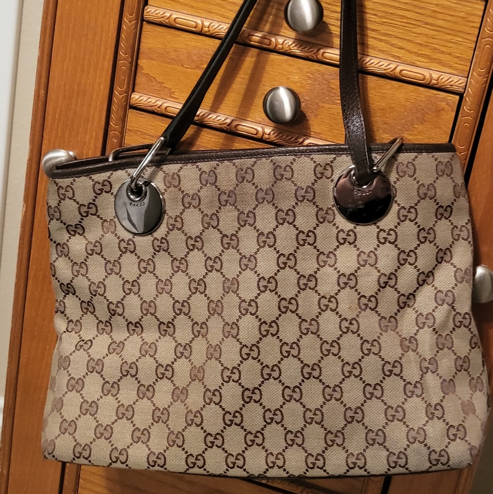 GUCCI CANVAS AND LEATHER BAG